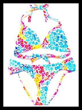 💕ⓅⒾⓃⓀ ⓋⓈ VINTAGE/HTF/RARE 2 Piece Colorful Animal Print Bikini💕